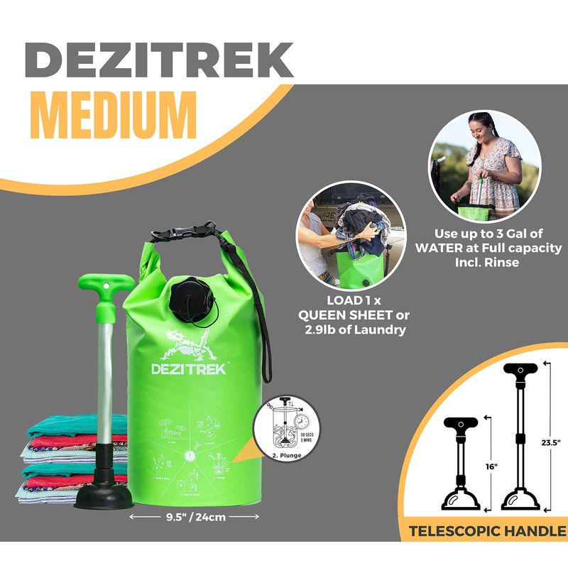 Dezitrek All in One Hand Wash Bag and Plunger Set