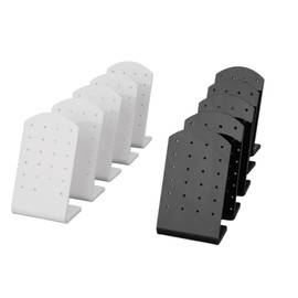 10PCS 24 Holes Earring Holder Organizer Acrylic L Shaped Ear Studs Jewelry Display Rack Stand for Girls Woman Black and White