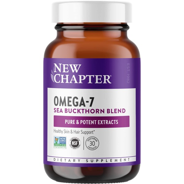 New Chapter Supercritical Omega 7 with Sea Buckthorn + Plant Sourced Fatty Acids + Omega 7 + Non-GMO Ingredients - 30 Vegetarian Capsule