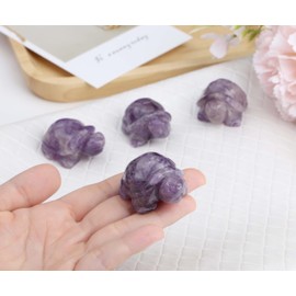 QINJIEJIE Amethyst Crystal Travel Turtle Figurines Healing Crystals Purple Protection Stone Tortoise Sculpture Office Desk Decor Reiki Birthday Gifts for Women Travelers 1.5 Inch 1PC