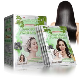 MQUPIN Hair Colour Shampoo, 3-in-1 Natural Hair Colour Foam Bubble Shampoo Instant Easy Safe Quick Effect Natural Herbal Ingredients Semi-Permanent Instant Hair Colour (Dark Brown)