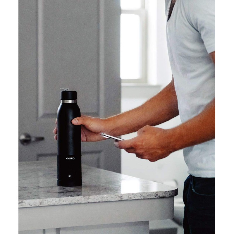 Aquio IBTB2BB Double-wall Steel Insulated Hydration Bottle with Rechargeable Bluetooth