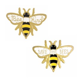 Acxico 2 PCS Bee Kind Enamel Pin Cute Honey Bee Badge Brooch Animal Jewelry