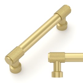 Amerdeco 10 Pack Matte Gold Cabinet Pulls 96mm(3.75Inch) Hole Center Cabinet Hardware Kitchen Cabinet Handles for Bathroom Drawer Pulls Dresser Pulls AM011