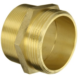 Moon 358-3063021 Brass Fire Hose Adapter, Nipple, 3" NPT Male x 3" NH Male