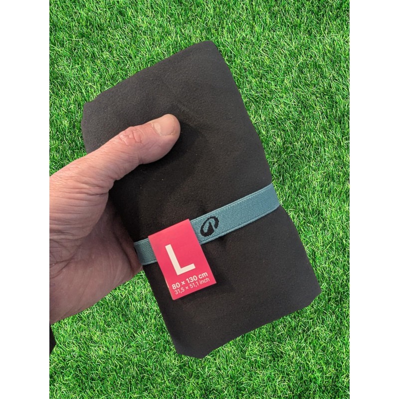 jowiha Nabaiji Microfibre Sports Towel, Black with Turquoise Band, Large