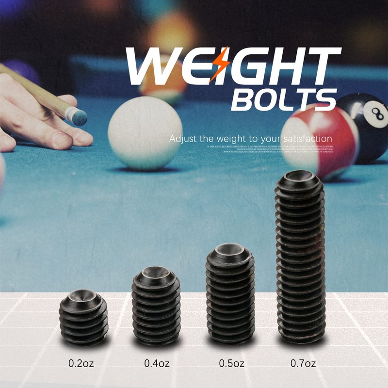KONLLEN 4 Pieces of Billiards Cue Stick Weight Bolts Adjustable