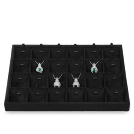 Yinbeini Stackable Jewelry Trays, Velvet Earring Box,Premium Necklace Box,Luxury Jewelry Display Case,Black Pendant Trays