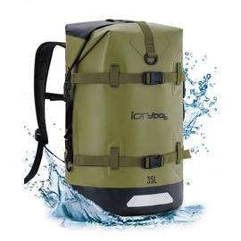 IDRYBAG Dry Bags Waterproof Backpack for Travel , Dry Bags for Kayaking Waterproof Bags for Boating Swimming Floating Paddle Boarding Submersible - Color: Green, Size: 35L
