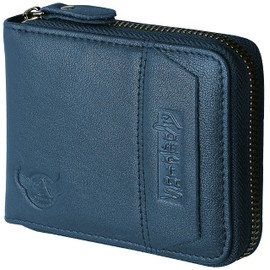 Admetus RFID Wallet for Men Leather Zip Wallet Bifold Card Holder Purse with Zipper Coin Pocket blue
