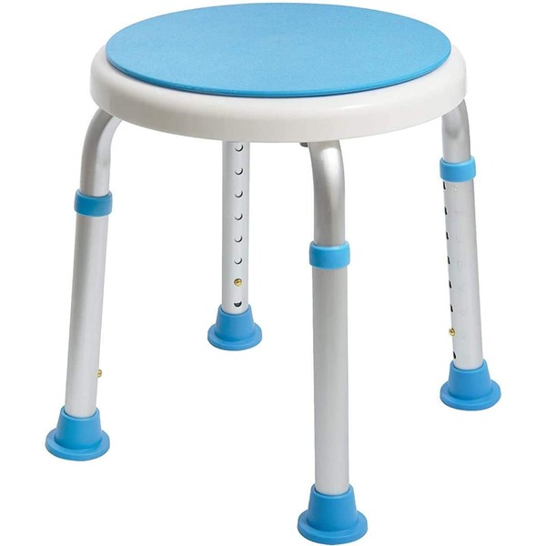 Medical Tool-Free Assembly Adjustable Swivel Shower Stool Seat Bench with Anti-Slip Rubber Tips for Safety and Stability