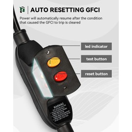 PLUGTUL 3FT GFCI Extension Cord with 3-Outlet, Auto Reset, 12/3 Outdoor Extension Cord with Lighted End, SJTW, ETL Listed, Black