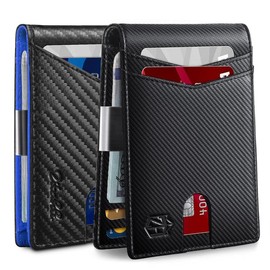 Zitahli Leather RFID Blocking Bifold Minimalist Wallet - Color: Midnight