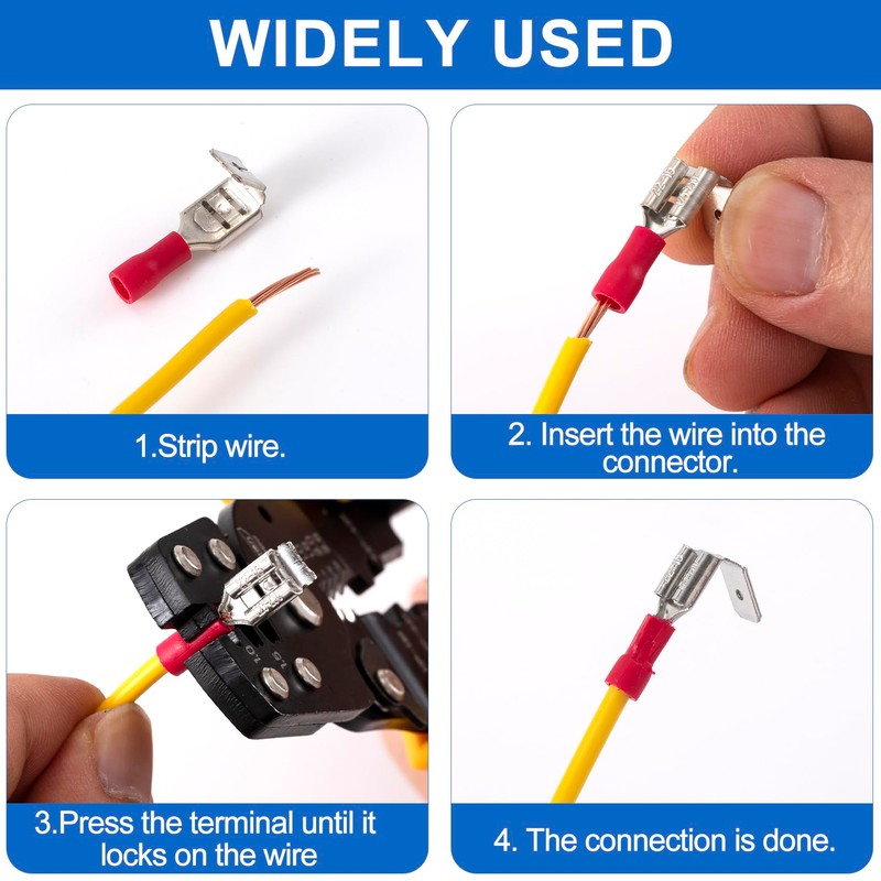 ANCIRS 30pcs Semi-Insulated Piggyback Spade Connectors, Quick Disconnect Piggyback Spade