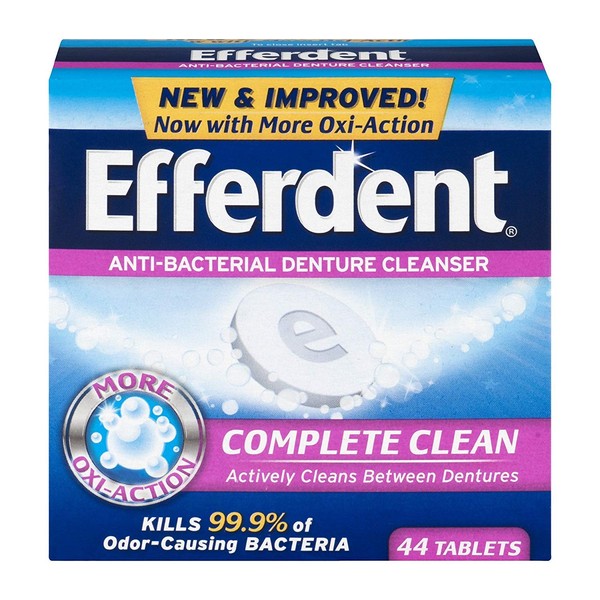 Efferdent Retainer & Denture Cleaner Tablets, Complete Clean , 44 Count, (Pack of 2)