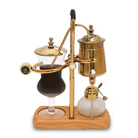 AGULIUM Belgian Luxury Royal Family Balance Syphon Coffee Maker, Retro Elegant Vacuum Coffee Maker Siphon Brewer, 400 ml (Gold)