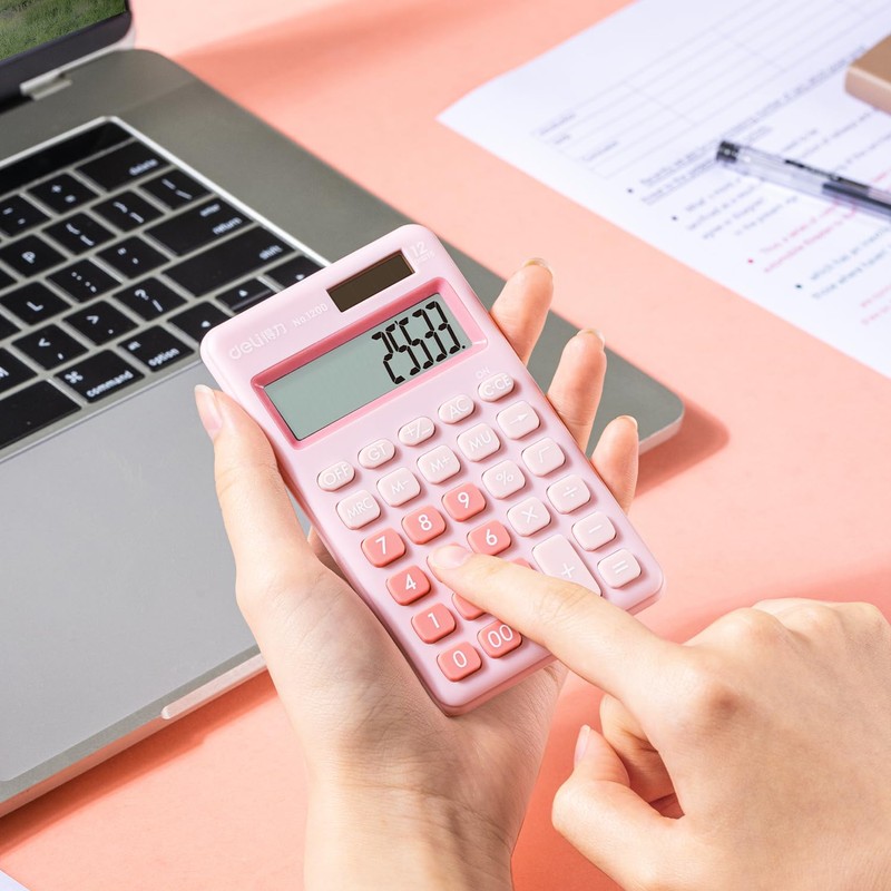 deli Standard Function Basic Calculator, 12 Digit Desktop Calculator with