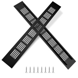 Ventilation Grille, Aluminium Ventilation Grille, Rectangular Exhaust Grille, Corrosion Protection with Screws for Ventilation of Cabinets and Bedrooms, Black, 35 x 5 cm