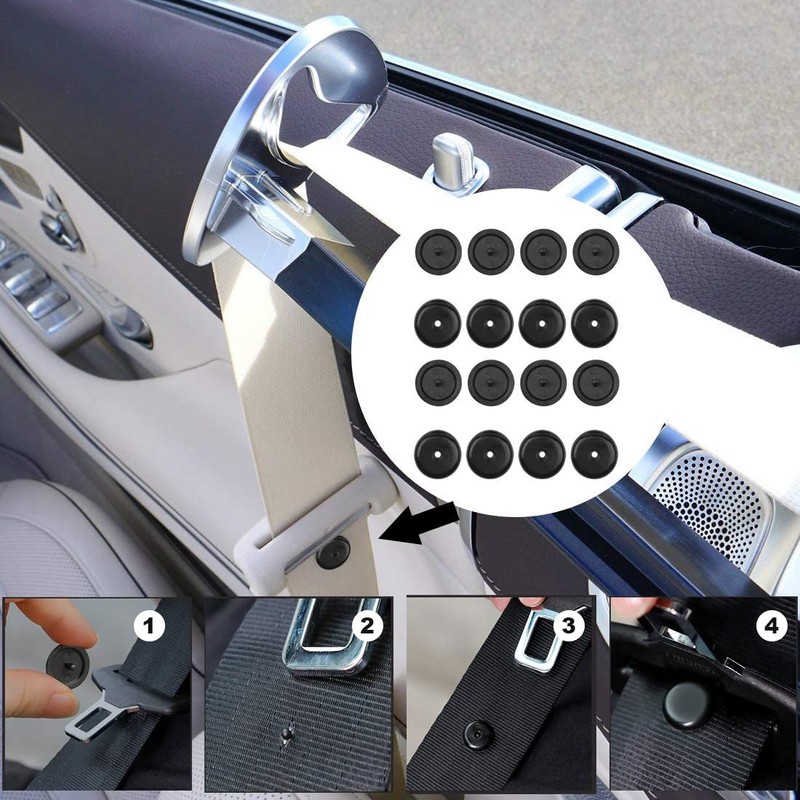 LEEQ 15 Sets Black Seat Belt Stopper Buttons Non-slip Buckle