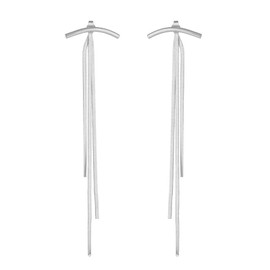 Gold Long Earrings for Women Gold Tassel Earrings Cool Dangle Geometric Bar Drop Earring for Teen Girls (Silver Earrings)