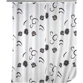 WENKO 19503100 Shower Curtain 180 x 200 cm Flower Black