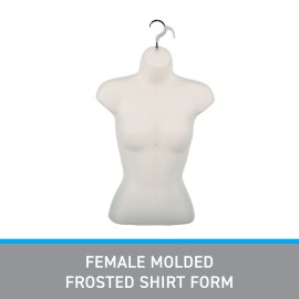 SSWBasics Female Molded Frosted Shirt Form With Hook - Fits Women’s Sizes 5-10