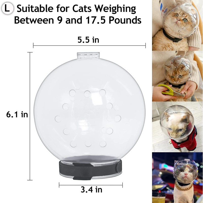Podoy Cat Transparent Muzzle,Breathable Cat Hood, Adjustable Kitten Astronaut Helmet