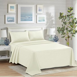CHARKHAH Polycotton Flat Sheets with Single Double King Size Bed Ultra Soft Plain Top Sheet Dyed in Trendy Colors Hotel Collection Sheets Ideal for Winter & Summer Bedding (Cream, Single)