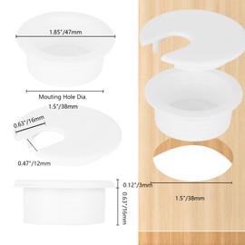 Acrux7 24Pcs White Desk Grommet 1.5 Inch / 38 mm Desk Cable Cord Hole Cover, Plastic Desk Hole Cover Grommet for Office PC Computer Desk, Keep Cables Cords Wires Tidy