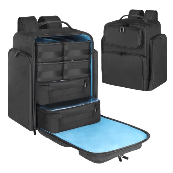 Kitguard Travel Makeup Organizer Backpack with 6 Removable CasesExtra Large