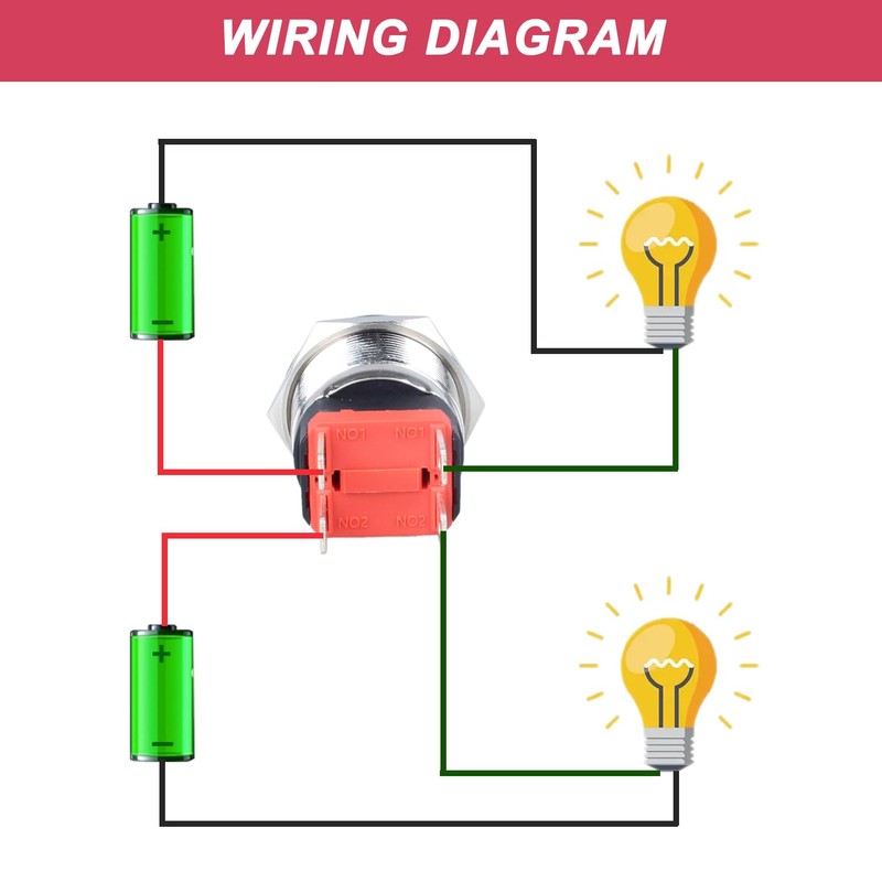 DMWD 22mm Heavy Duty Momentary Metal Push Button Switch Large