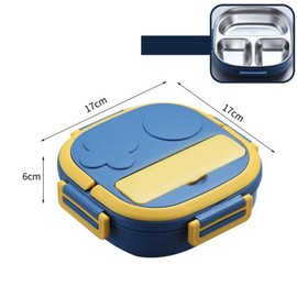 Large Capacity Divided Lunch Box with Stainless Steel Material, Multi Compartment Food Container for Home Outdoor (3 Compartment Blue)