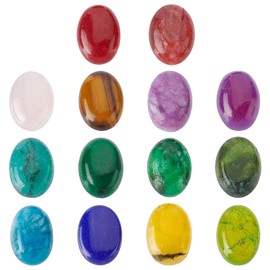 SUPERFINDINGS Natural Gemstone Cabochons 18 x 13 mm Mixed Stone Oval Cabochon Stone Flatback Healing Crystal Quartz Stone for Bracelet Necklace Jewellery Making, Mixed Stone