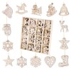 64-piece wooden Christmas tree decoration, 16 different motifs pendant set,