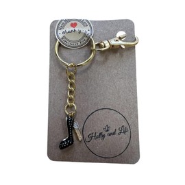 Keyrings, Handmade Keychains, Zipper Chains, Keyrings (Black High Heel - Gold)