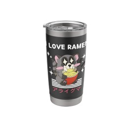 I Love Ramen Cute Kawaii Raccoon Eats Ramen Japanese Anime Stainless Steel Insulated Tumbler