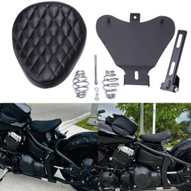 Black Motorcycle Solo Seat Spring With Base For Compatible with Harley Yamaha Kawasaki Suzuki Sportster Bobber Chopper (Black-Diamond)
