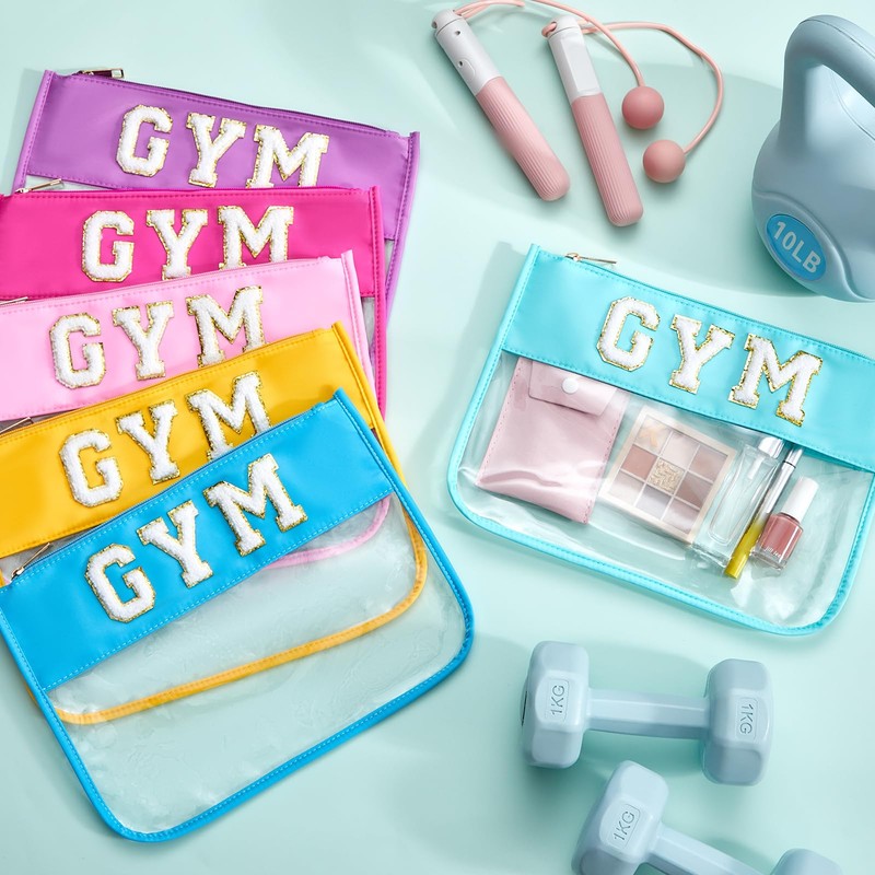 Aliceset 6 Pcs Cosmetic Cheer Bag with Chenille Letter Patches