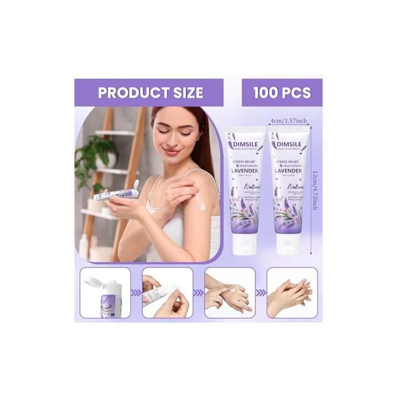 Loción corporal de viaje con lavanda, paquete de 100 unidades,
