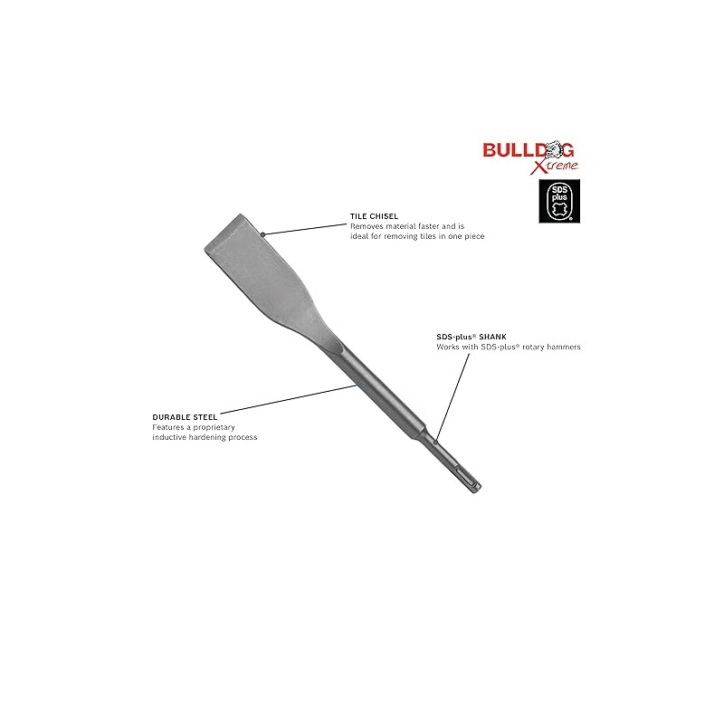 BOSCH HS1465 1-1/2" x 10 pulgadas. Tile Chisel SDS-Plus Bulldog