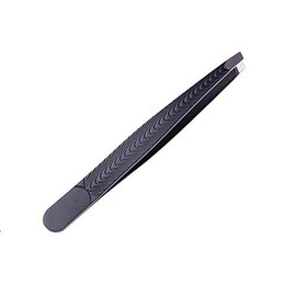 Exeton - Eyebrow Tweezers, Hair Removal Tool, Hair Plucker, Stainless Steel, Non Slip Handle, Color Black