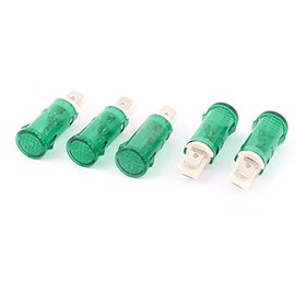 Sourcingmap 5 Pcs AC 220V 2 Terminal 13mm Recessed Green Indicator Pilot Light