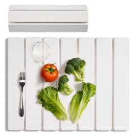 Meowoo Stone Drying Mat for Kitchen Counter, 16"x12" Foldable Diatomaceous Earth Mat, Super Absorbent, Quick-Dry Bath & Kitchen Pad for Dishes, Cups, Bottles, Non-Slip, Fits Any Countertop - White