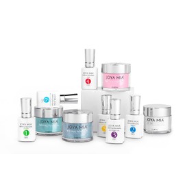 Joya Mia Complete Nail Dipping Powder Starter Kit with Powders, Top, Base, Vitamin Oil, and Brush Save (Pink, Blue Glitter, Aqua Glitter)