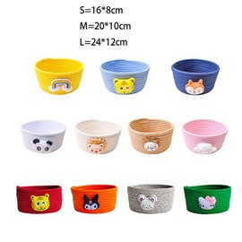 Wisafory Braided Storage Basket Baskets Made of Cotton Handmade Cute Storage Box Cotton Rope Woven Storage Basket Multipurpose Storage Shelf Basket for Home Office Desktop Organiser Decoration