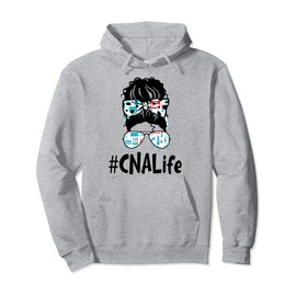 Messy Bun Cna Life Squad Funny Certified Nursing Assistant Pullover Hoodie