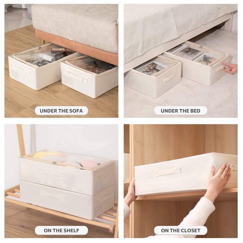 Under Bed Storage Bins Frame Storage Box Oxford Fabric Sturdy