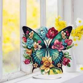 ARTopet DIY Diamond Desktop Ornament Special Shaped Crystal Flowers Butterflies Diamond Art Painting Tabletop Ornaments Single Sided Diamond Home Decor
