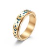 HMOOY Stainless Steel Spinner Ring, Moon Star Rotatable Luminous Ring