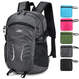 SFIUYDS Hiking Daypack,30L Waterproof Hiking Backpack Packable Lightweight Travel Day Pack for Women Men (Grey, Large)